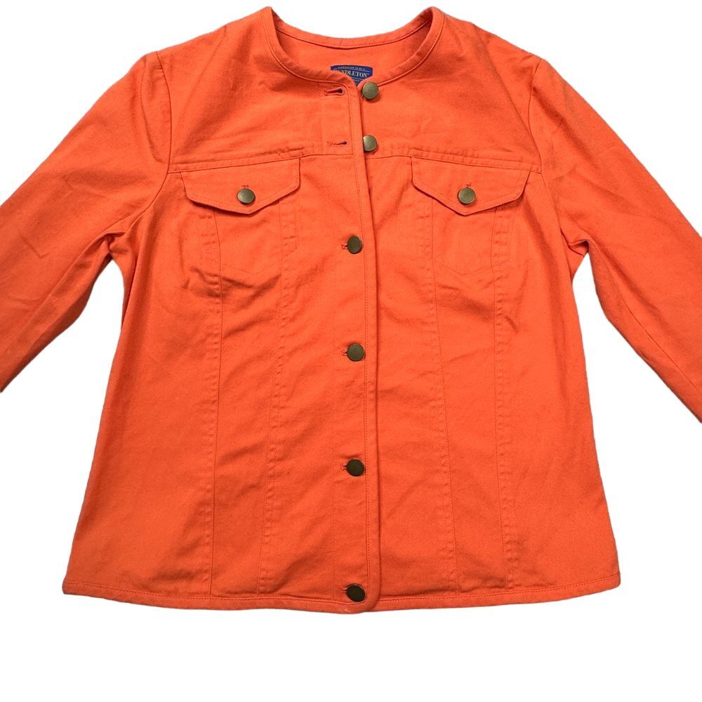 Pendleton Jacket‎ Women's Size Medium Orange Butt… - image 5